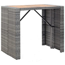 REWIS 5-Piece Outdoor Furniture Set with Poly Rattan and Acacia Wood Gray
