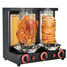 KUYBTU Commercial Vertical Barbecue Grill, 360° Automatic Rotation Gas Rotisserie BBQ Skewer, Stainless Steel Kebab Baking Oven with Temperature 50-300℃, for Restaurant Kitchen -Black