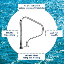 Pool Hand Rail, Perfect Handle Swimming Pool Grab Ladder, Deck-Mounted Railings, 3-Bend Swimming Pool Safety Handrails for Inground Pool Entry,Silver