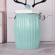 JOYNOW Ceramic Garden Stool Decorative Garden Stools Striped Carved Ceramic Stool Monochrome Glazed Ceramic Stool Shoe Bench Garden Stool Ceramic(A)