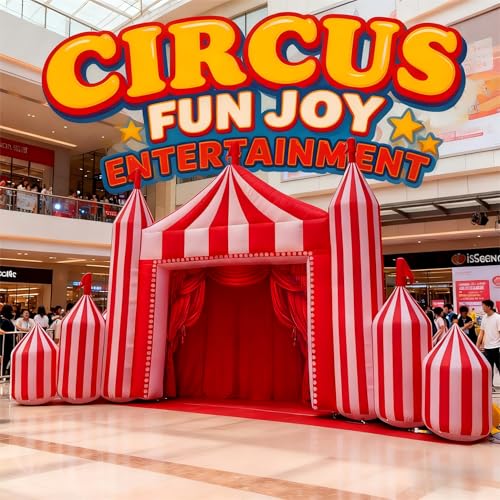 Inflatable Carnival Circus Arch - Durable 210D Oxford Cloth Inflatable Party Tent Decoration for Carnival, Birthday, Christmas, New Year Outdoor Yard Garden Party