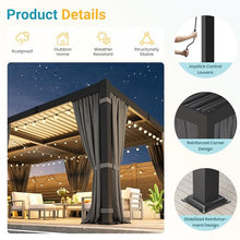 12' x 20' Pergola with Curtain & Adjustable Roof & Aluminum Frame for Patio