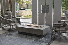 Elementi Hampton Gas Fire Pit Cast Concrete Fire Table, Outdoor Fire Pit Electronic Ignition | Canvas Cover, Lava Rock Included | Free AMS Wind Guard | Light Gray (Natural Gas)