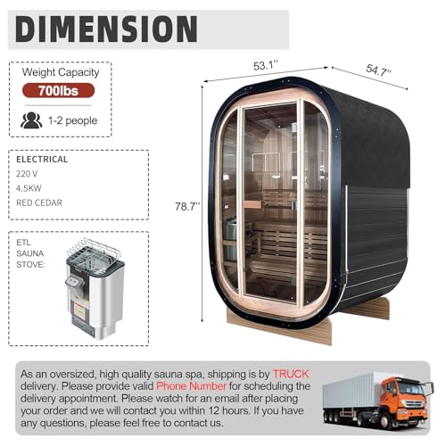Amocane 2 Person Cedar Outdoor Cube Steam Sauna with 4.5KW Sauna Heater