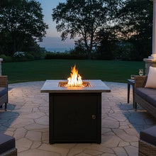 Sunnydaze 30-Inch Square Propane Fire Pit Table - 40,000 BTU Outdoor Gas Fire Pit Table with Lava Rocks and Weather-Resistant Cover