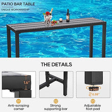 ONLYCTR Outdoor Bar Chairs and Table, Metal Patio Bar Set, 7 Piece Set with Stools & Cushions for Backyard, Porch, Bistro, Balcony (Black, 63" Table, 6 Vertical Back Stools)