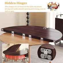 NehQrynvx Portable Round Poker Table Top Foldable, 1/4 Fold Solid Wood Board, Commercial Home Temporary Dining Table Extender, Multi-Scene for Gatherings/Gardens, Easy Storage(White,Dia 55 inch)