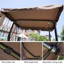 Double Person Patio Swing, Porch Swing with Adjustable Canopy & Cup Holders, Rattan Chair with Cushions and Pillows, Heavy Bearing, Garden Iron Rocking Chair