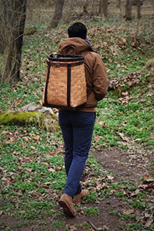 Pack Basket, Basket Backpack, Adirondack Style Hunting, Trapping, Guiding Woven Basket Pack with Leather Straps