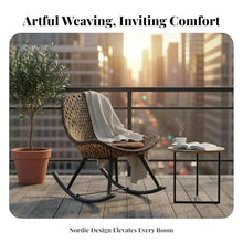BCEFJZQXVKN Woven Rocking Chair with Soft Padding