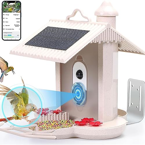 TsoLay Bird Watching Camera, Smart Bird Feeder with Solar Panel, High-Definition 1080P, IP66 Waterproof and Intelligent Recognition of Birds, for Outside, Yard, House, Tree, Bird Lover