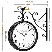 J3DFGFLR Outdoor Hanging Wall Clock Iron Retro Antique Metal Wall Clock for Outdoor Decorative Wall Art Decor Home Office Clock Silent Kitchen - Decorative Wall Clocks