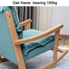 XYWGBMS Patio Lounge Chairs Upholstered Rocking Chair, Solid Wood Frame Rocker Chair with Thickened Cushion, PP Cotton Filling Padded Seat for Porch Living Room Balcony,E