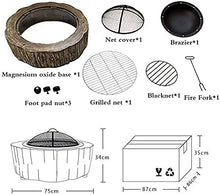 Outdoor Circular Stone Fire Pit, 30Inch Outdoor Patio Fire Pit Bowl BBQ Grill Imitation Stone Manufacturing Magnesium Oxide Table Top Fire Pit Round Fire Pit for Backyard Garden Home