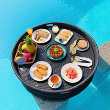 Round Floating Tray Drink Float Tray - Brown Woven Hot Tub Side Table for Drinks and Breakfast, Multipurpose Water Tray, 80 * 20Cm - Black.,Black-60 * 20cm