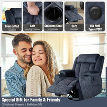 LEVELEVE Retro Rocking Recliner Chair, Massage Rocker Recliner Chair with Vibration Massage and Heat, USB and Type-C Ports,360° Swivel Chairs,Living Room, Bedroom, Nursery, RV, DarkBlue