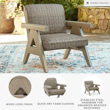 Signature Design by Ashley Haven Retreat Outdoor Rocking Lounge Chair, Rust-Free Aluminum Frame, All-Weather Handwoven Resin Wicker, Patio Rocker with Quick-Dry Cushion, Beige