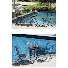 JIQHOHX A 3-Piece Set of Bistro Tables and Chairs, Folding Tables and Chairs,Outdoor Plastic Wood Patio Furniture Set,Three-Piece Foldable Balcony Table and Chair Set