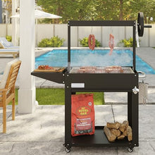 KoolMore 50 in. Charcoal BBQ Grill, Argentine Style Outdoor Grill with Adjustable Grate, Heavy Duty Barbecue Grill, Black