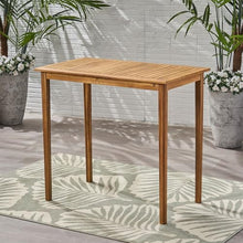 SRECELL Outdoor Acacia Wood Bar Table, 40" Bar Height Patio Dining Table with Slatted Top, Minimalist Solid Wood Console Table for Garden, Deck, Balcony, Entryway, Wooden Buffet Plant Stand,Teak