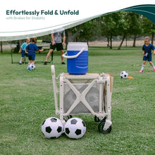 WONDERFOLD S5 Convertible Utility Wagon - Sturdy, Compact Wagon with Wheels and Versatile Half-Capacity Option, Table Attachment & Brakes, Beige