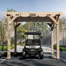 SunnyFurn 10x12 Ft Cedar Wood Pergola with Retractable Shade Canopy Natural