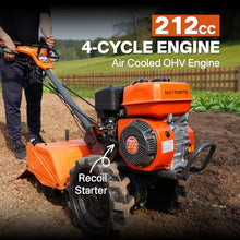 NOVUS Dual Direction Rear Tine Tiller, 212CC 4 Cycle Gas Engine, Independent Control Panel, Counter-Rotating Tines, Instant Reverse Power Tiller, 17 Inch Gas Tiller for Home Gardens and Farms
