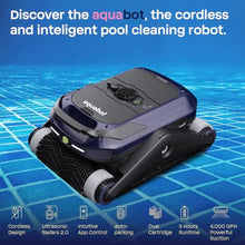 BWT AQUABOT Cordless Robotic Pool Cleaner, Automatic Pool Vacuum Robot with Dual Radar AI Path Planning, Wall & Waterline Scrubbing, 3-Hr Battery Runtime, for Inground & Above Ground Pools Up to 50ft