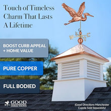 Good Directions 3-Dimensional Blue Heron Copper Weathervane, Includes Adjustable Roof Mount for Easy Installation - Hand-Polished Copper