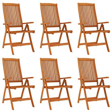 HGFDVCMR 6 Piece Solid Eucalyptus Wood Folding Garden Recliner Chair Set