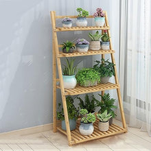 ZOCWJK Ladder Plant Stand 4Tier Wooden Planter Holder Flower Pot Display Shelf for Home Patio Lawn Garden Balcony Plant Stand Indoor,Log Color-100cm