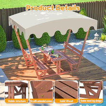 KEIKI Outdoor Waterproof Solid Wood Picnic Table and Bench Set with Removable Canopy, Outdoor Picnic Table Set for Patios, Gardens, Decks, Parks, Beaches
