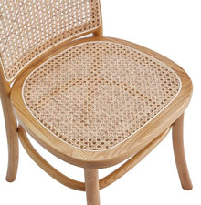 Manhattan Comfort Paragon Rattan Wicker Cane Side Outdoor Dining Chair for Dining Room, Patio, Restaurant, Bistro, Cafe and Pub in Nature and Cane - Set of 4