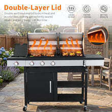 Charcoal & Gas Grill Combo with Cast Iron Grate & Plate