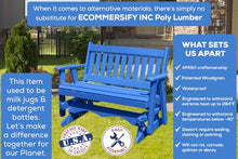 Amish Craftsmanship Made in USA 3-Person 5FT Plastic Poly Lumber Wood Glider Premium Colors HDPE with No wood fibers Memorial Patio Porch Glider Mission Series English design 1000 lbs Limit
