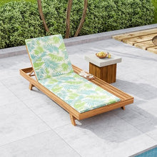 GDFStudio Acacia Wood Chaise Lounge Set with 2" Water-Resistant Cushion,4-Position Adjustable Backrest Recliner,Outdoor Lounger Chair for Patio,Garden,Poolside,Balcony,Deck,79" C Green Leaf,Teak