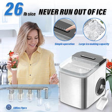 220v Portable Ice Maker Self-Cleaning Ice Machine with Ice Scoop and Basket Ice Ready in 6 Mins, for Home, Kitchen, Office, and Bar