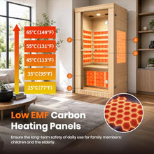 27.5" 1020W Canadian Hemlock Single Person Far Infrared Sauna Room, Mini Indoor Sauna Cabin with Epoxy Board Heating, White Tube Light, Oxygen Bar, 100kg Seat Capacity, Compact Home Wellness Space