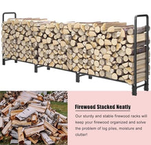 EliteBloom Large Log Firewood Rack 12 Ft Long, Outdoor Firewood Storage Stand Wood Pile Racks, Iron Lumber Stacker for Fireplace Porch Garden Wood Storage