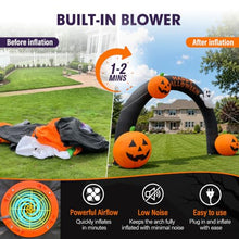 Wellcomer 20FT Inflatable Halloween Arch with Built-in LED Lights, Blow Up Entrance Archway with Pumpkins & Ghost for Party & Outdoor Decoration