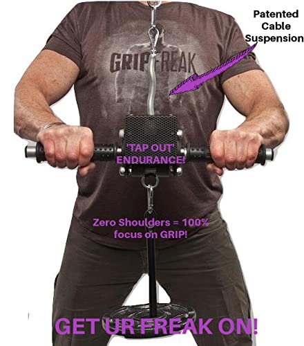GRIP FREAK Grip Strength Trainer Slip Grips Power Rack Arm & Weight Plate Loader