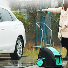 JKSVTF Garden Hose Reel Cart with Wheels, Portable Hose Cart, Car Wash Kit, Garden Home Hose Holder with Adjustable Swivel Nozzle Auto Storage (with 30m Hose)