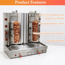 WYDDDARY Commercial Gas Shawarma Grill Machine 2800Pa 2-Station Auto-rotate