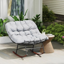 Outsunny Outdoor Rocking Chair Set of 2 Oversized with Cushions Gray