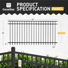 Fencer Wire Heavy Duty Flat Top Fence Barrier Panel 4FT x 8FT Black, Pack of 5