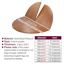Blazea Wooden Round Table Top Only, Foldable Dining Table Top Fold-in-Quarter, Heavy Duty Large Banquet Party Tables No Legs, Easy Storage(120 cm (47 inch))