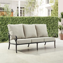 Oakland Living Black Aluminum Patio Deep Seating Outdoor Sofa Couch with Light Grey Cushions