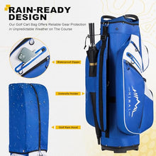 UNIHIMAL Golf Cart Bag 15 Way Organizer Divider Top with Handles and Rain Cover Blue-White
