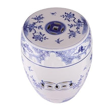 Ceramic Garden Stool Decorative Garden Stools Ceramic Dressing Stool Outdoor Drum Pier Classical Chinese Hand-Painted Blue Flowers And Birds Drum Stool Shower Stool Ornament Garden Stool Ceramic