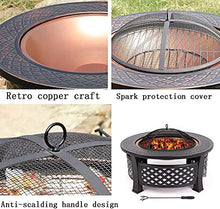Outdoor fire Pit Bowl with Spark Screen, Firepits and Firebowls with Lid BBQ Grill Tripod Guard and Cover Round Large Patio Heater, Fire Pits Bowls for Garden Table Wood Burning Cast Iron